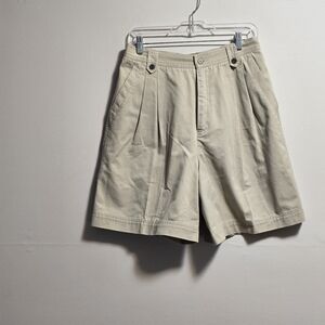 Vintage Classic Tan High Waisted Pleated Shorts Size 12